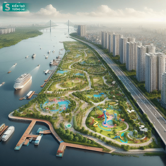 Ngắm TP ven s&ocirc;ng Hồng đẹp ngoạn mục trong tương lai ở H&agrave; Nội - s&aacute;nh ngang với Seoul, Thượng Hải? - Ảnh 3.