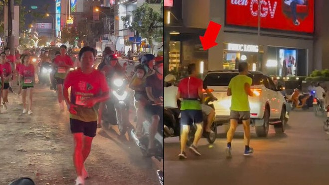 Xôn xao hình ảnh VĐV chạy bộ giữa dòng xe cộ, nguy cơ mất an toàn giao thông - Ảnh 2.