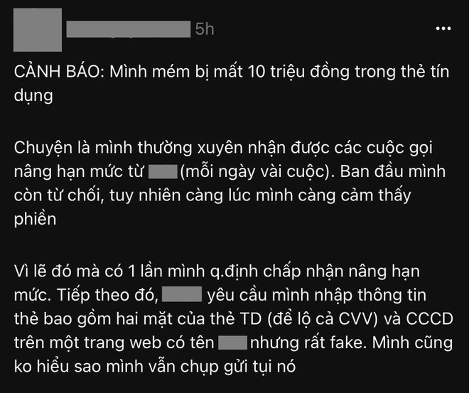 Suýt mất 10 triệu đồng vì chiêu trò “mời nâng hạn mức thẻ tín dụng”: Không muốn mất tiền oan, dứt khoát phải nhớ 2 điều này - Ảnh 1.