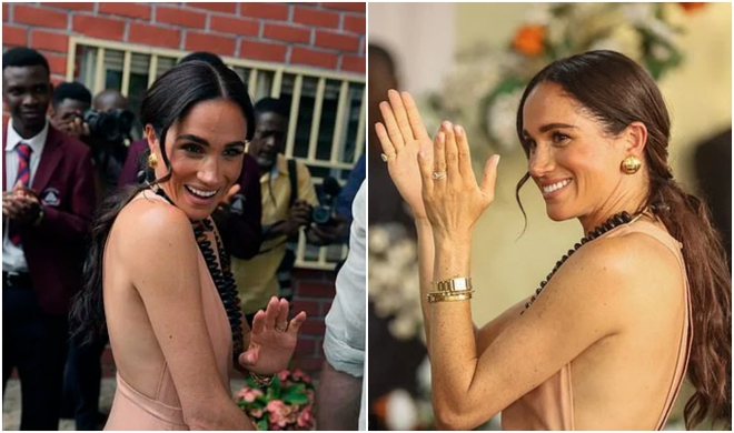 Meghan liên tục chiếm spotlight trong chuyến thăm Nigeria cùng Harry, vẫn gây tranh cãi vì một chiếc váy - Ảnh 4.