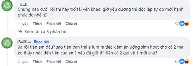 Tranh cãi việc cầm tiền của người yêu chi tiêu chung trước khi kết hôn: Suy nghĩ cho tương lai hay bào tiền đối phương? - Ảnh 5.