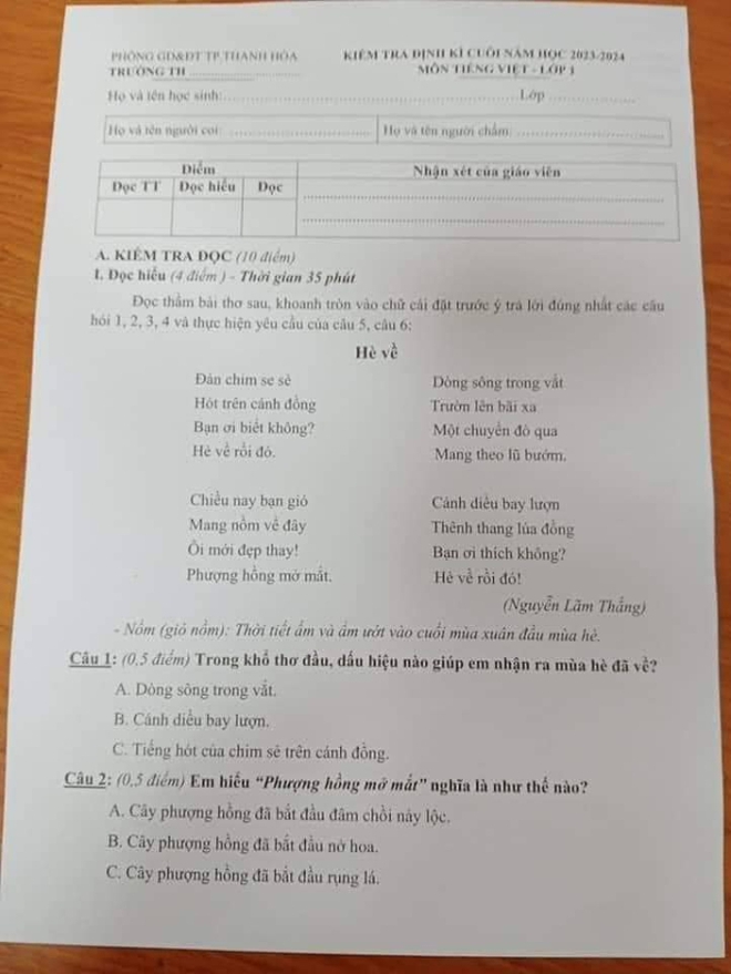 Bài kiểm tra Tiếng Việt lớp 1 gây tranh cãi nhất MXH hôm nay vì quá khó: Đề thế này, các con ở lại lớp hết! - Ảnh 1.