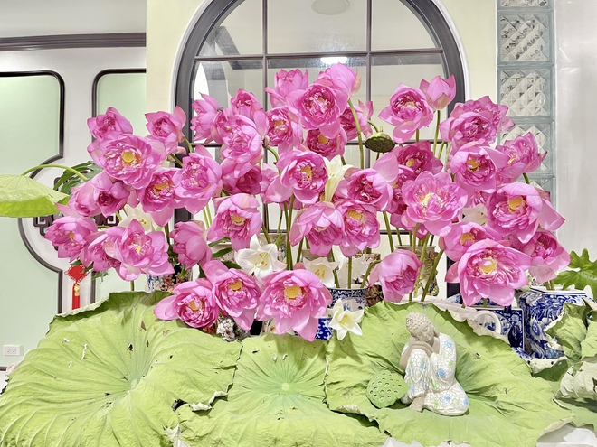 Chị em khoe bình sen đầu mùa: Người chơi sen vàng lạ mắt, người biến 150 bông hoa thành đầm sen siêu đẹp trong nhà - Ảnh 22.