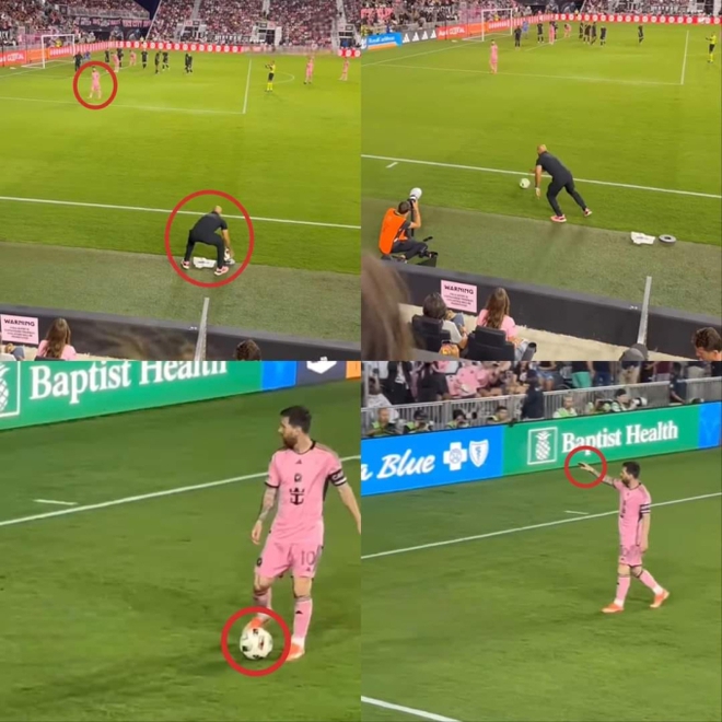 Messi có hành động bất ngờ khi được vệ sĩ ném cho trái bóng, fan khen ngợi khi biết lý do đằng sau - Ảnh 3.