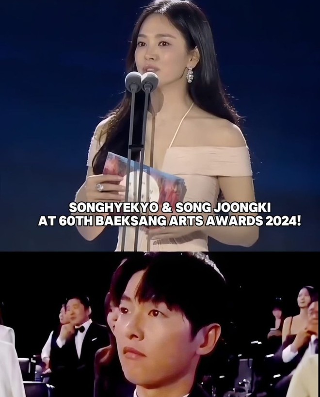 HOT: Clip ghi lại biểu cảm của Song Joong Ki khi nhìn Song Hye Kyo trên sân khấu Baeksang 2024 - Ảnh 5.