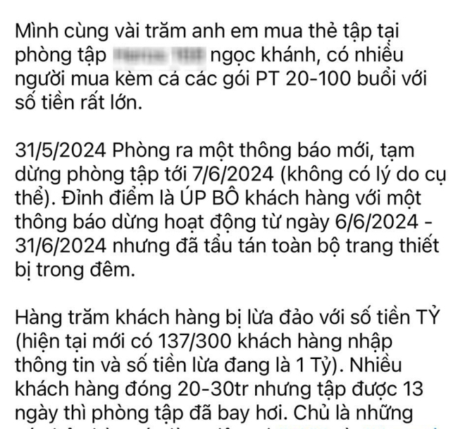 Một phòng gym 4 sao tại Hà Nội bị tố lừa đảo, hội viên mất không 32 triệu còn bị chủ trả treo: Có vài triệu mà làm loạn lên - Ảnh 3.