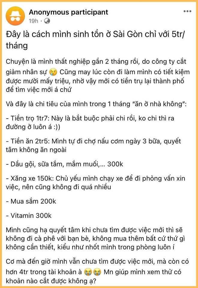 Tin được không: Nhờ thất nghiệp nên học được cách “sinh tồn” giữa TP.HCM chỉ với 5 triệu/tháng? - Ảnh 1.