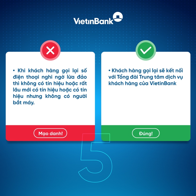 Ngân hàng VietinBank cảnh báo 6 dấu hiệu nhận biết cuộc gọi mạo danh cán bộ ngân hàng, lừa đảo rút tiền từ tài khoản - Ảnh 6.