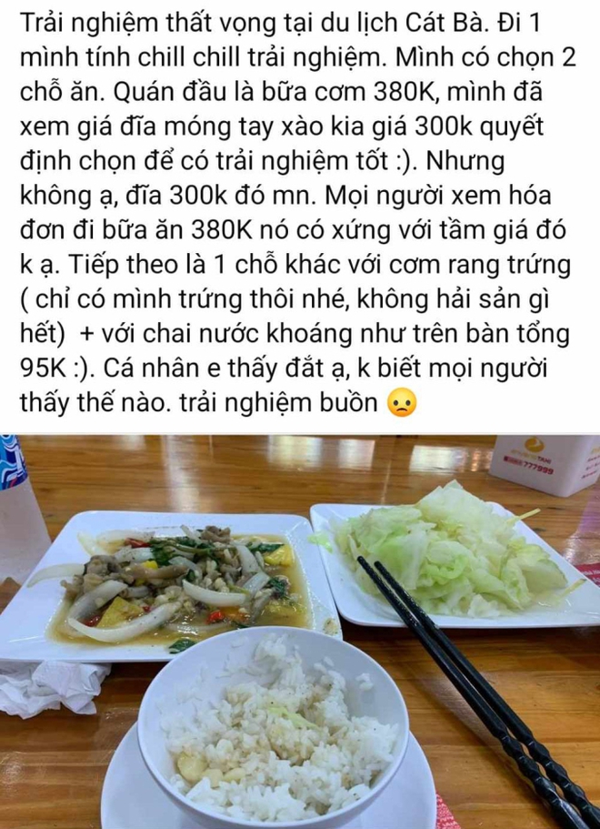 Suất cơm rang trứng 100k, đĩa hải sản 300k lèo tèo vài cọng ở Cát Bà khiến du khách thất vọng lên tiếng - Ảnh 1.