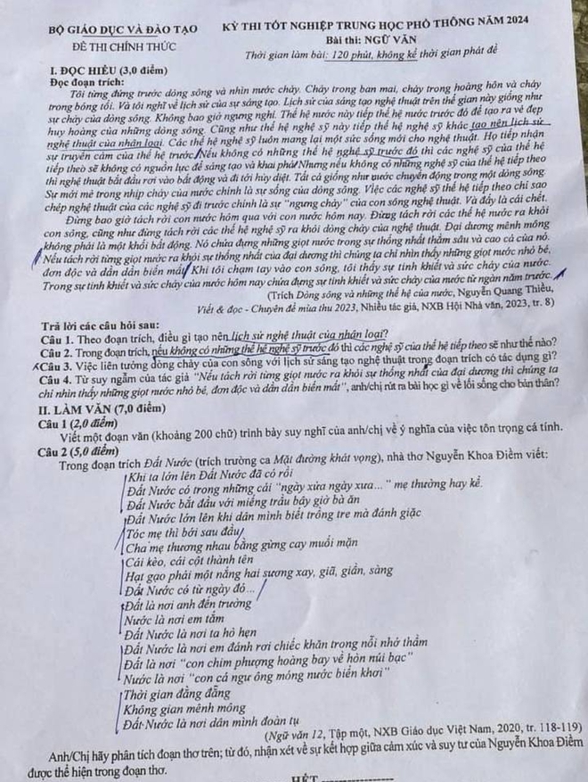Đề Văn thi tốt nghiệp THPT 2024: Đất Nước (Nguyễn Khoa Điềm) được gọi tên! - Ảnh 1.