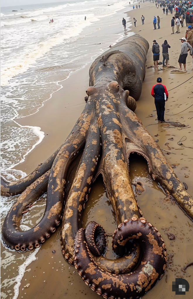 Hình ảnh “thủy quái” khổng lồ chưa từng thấy dạt bờ biển gây xôn xao Internet: Tiết lộ sự thật bất ngờ- Ảnh 3.