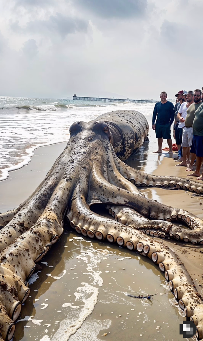 Hình ảnh “thủy quái” khổng lồ chưa từng thấy dạt bờ biển gây xôn xao Internet: Tiết lộ sự thật bất ngờ- Ảnh 2.