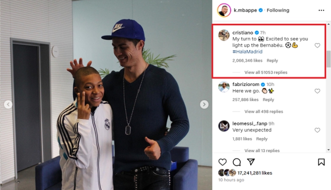 Ronaldo khiến d&acirc;n t&igrave;nh ph&aacute;t cuồng với 11 chữ d&agrave;nh tặng người đ&agrave;n em Mbappe, fan cảm th&aacute;n: &ldquo;Messi sẽ kh&ocirc;ng l&agrave;m như vậy&rdquo; - Ảnh 1.