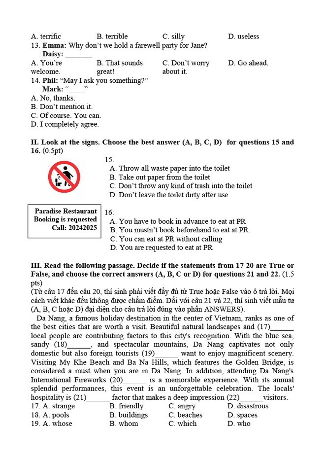 Đề tiếng Anh thi v&agrave;o lớp 10 2024 của TPHCM: Dễ thế n&agrave;y m&agrave; kh&ocirc;ng được 10 điểm l&agrave; mẹ em đ&aacute;nh - Ảnh 4.
