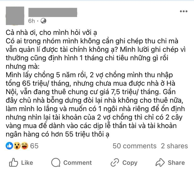 Thu nhập 65 triệu/th&aacute;ng trong suốt 5 năm nhưng kh&ocirc;ng c&oacute; nổi 1 đồng tiết kiệm? - Ảnh 1.