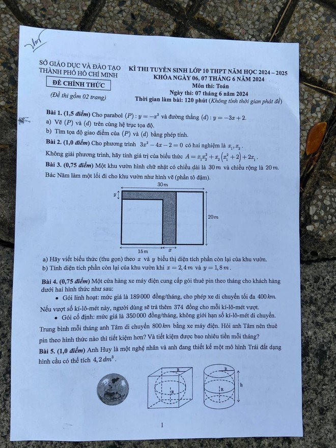 Đề thi vào 10 môn toán TPHCM năm 2024: Thí sinh than trời vì khó, vừa đọc đề đã choáng - Ảnh 1.