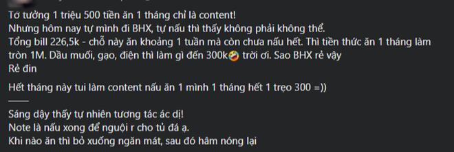 Cô gái chia sẻ cách để chỉ mất 1 triệu tiền ăn cho cả tháng khiến dân tình choáng váng không tin nổi - Ảnh 1.