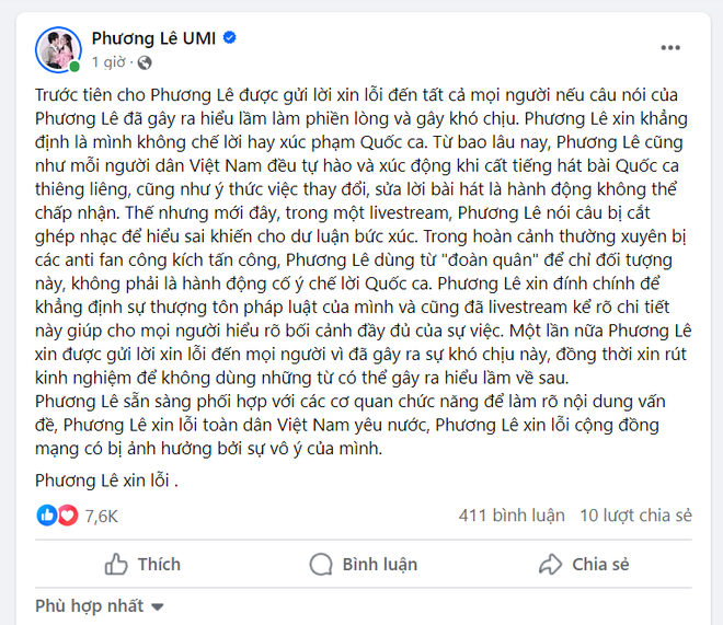 Dân mạng nổi giận vì vụ "chế lời Quốc ca", hoa hậu Phương Lê phải vội lên tiếng, Sở TT&TT nói gì?- Ảnh 2.