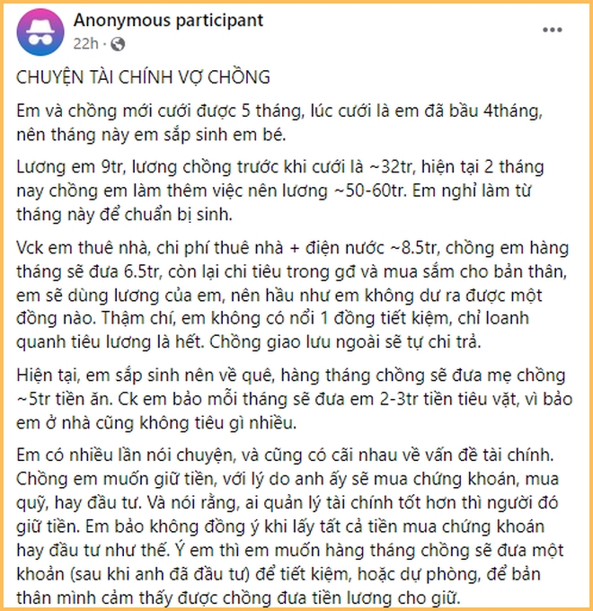 Chồng lương 60 triệu nhưng không chịu góp tiền ăn, chỉ cho vợ 2-3 triệu tiêu vặt, CĐM nghe mà bất bình: “Lấy phải cục nợ mất rồi”- Ảnh 2.