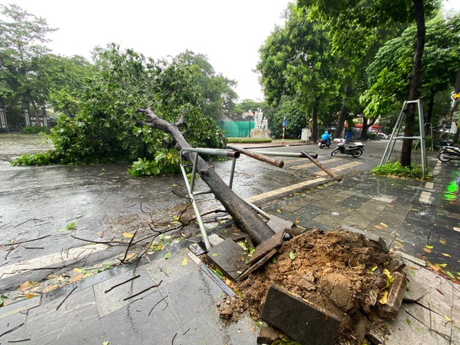 Hà Nội bắt đầu gió giật cực mạnh kèm mưa lớn do bão YAGI, người dân gồng mình lái xe về nhà- Ảnh 14.