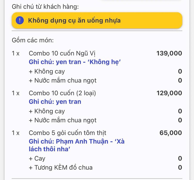 Kh&aacute;ch đặt 26 chiếc gỏi cuốn, y&ecirc;u cầu ghi t&ecirc;n ri&ecirc;ng từng người, k&egrave;m c&aacute;c loại nước chấm kh&aacute;c nhau: Chủ qu&aacute;n n&oacute;i l&yacute; do vẫn nhận đơn- Ảnh 3.