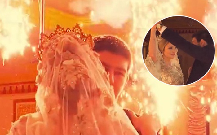 Clip váy cưới đính ngàn viên pha lê hút hồn triệu cô gái