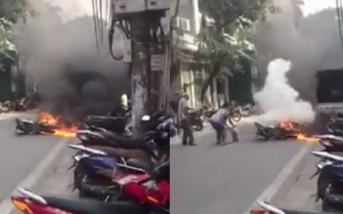 Hà Nội: Bà cụ dũng cảm lao vào dập lửa xe máy đang cháy ngùn ngụt