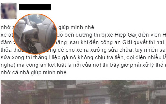 Xôn xao thông tin Hiệp gà bùng tiền sửa xe do va chạm giao thông?