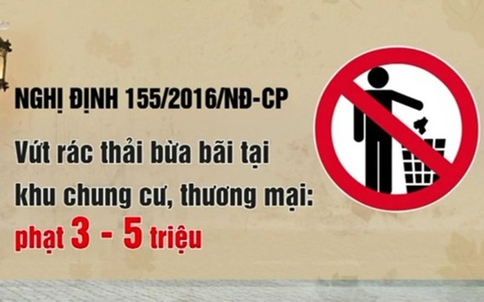 Vứt rác bừa bãi có thể bị phạt hàng triệu đồng từ 1/2/2017