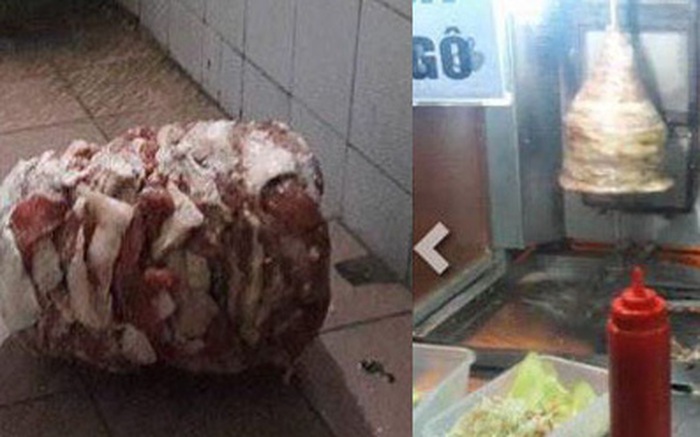Xiên thịt doner kebab nằm chỏng chơ trong toa lét bẩn chờ nướng