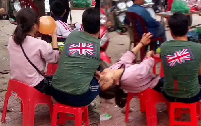 Lại xuất hiện cô gái hít bóng cười và "buông mình" giữa đường