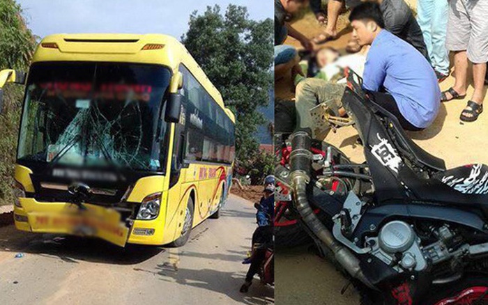 Tuyên Quang: Xe khách tông trực diện môtô, đôi vợ chồng phượt thủ nằm bất động giữa đường