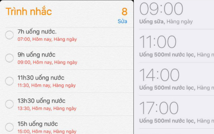 Lịch báo thức dậy sớm mỗi sáng xưa rồi, bây giờ uống nước là cũng phải đặt lịch nhắc nhở!
