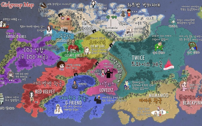 Netizen Hàn "truyền tay" bản đồ thể hiện mức độ nổi tiếng của các girlgroup 2017