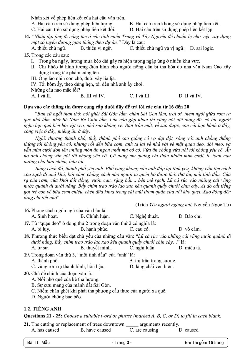 ĐH Quốc gia TP.HCM công bố bài thi mẫu kỳ thi đánh giá năng lực 2019: Dài 15 trang với 120 câu - Ảnh 3.