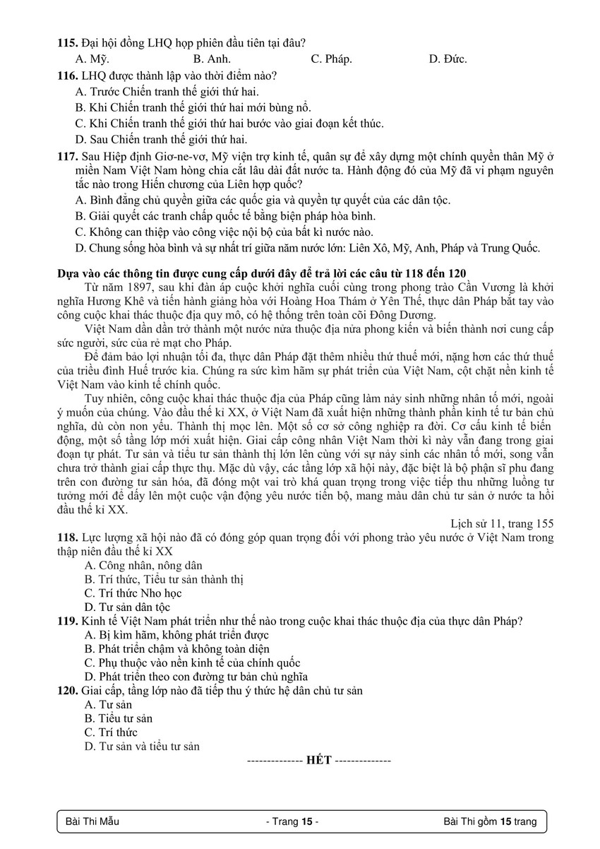 ĐH Quốc gia TP.HCM c&ocirc;ng bố b&agrave;i thi mẫu kỳ thi đ&aacute;nh gi&aacute; năng lực 2019: D&agrave;i 15 trang với 120 c&acirc;u - Ảnh 15.