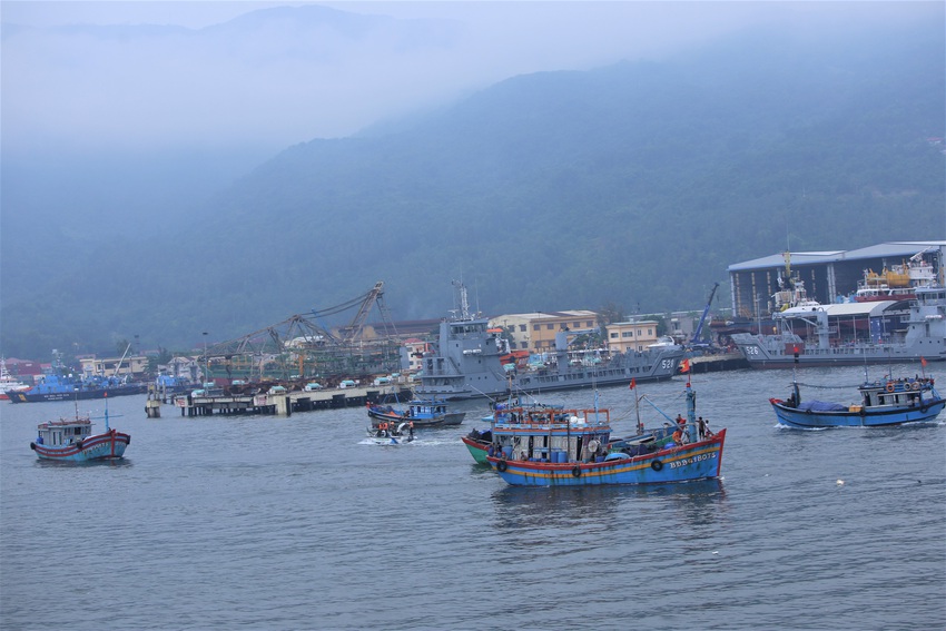 Hàng trăm tàu thuyền Đà Nẵng ngược dòng, nối đuôi nhau tiến vào sông Hàn tránh bão - Ảnh 2.