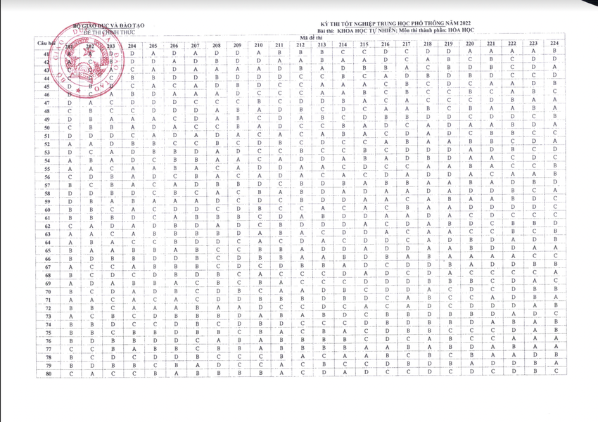 Đáp án CHÍNH THỨC đề thi tốt nghiệp THPT 2022 từ Bộ GD&ĐT (Tất cả các môn trắc nghiệm) - Ảnh 3.