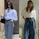 Sơ mi trắng và quần jeans ống rộng: Công thức “đinh” 2026 cho vẻ đẹp tối giản mà vẫn sang tuyệt đối