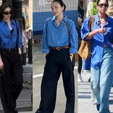 Không cần cố: Chỉ sơ mi xanh dương và quần ống rộng cũng đủ tạo thần thái riêng