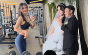 Vợ biên tập viên VTV của HLV Vũ Hồng Việt đẹp từ lễ đường tới phòng gym, gây sốt với body săn chắc nét căng