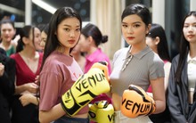 Thí sinh Hoa hậu Việt Nam đấm boxing, tạo dáng độc