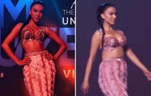 Á hậu Kim Duyên lộ eo ngấn mỡ, so với ảnh đã qua photoshop mà "xỉu ngang"?