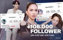 Instagram Ngọc Trinh có lượt theo dõi tăng chóng mặt, sắp vượt cả Sơn Tùng M-TP để đứng top 1 showbiz Việt?