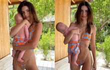 Cô đào siêu vòng 1 Emily Ratajkowski phô diễn body bốc lửa, dân tình chỉ lo cho quý tử 3 tháng tuổi lơ lửng bị cầm như búp bê