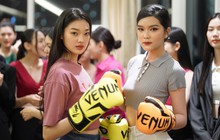 Thí sinh Hoa hậu Việt Nam đấm boxing, tạo dáng độc