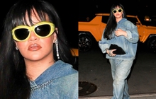 Ca sĩ Rihanna diện đồ denim khỏe khoắn đi chơi đêm cùng bạn bè