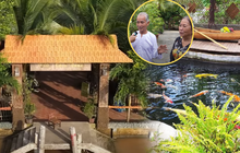 Biệt phủ của đại gia Vĩnh Long làm từ 4000 cây dừa, hồ cá Koi cũng trang trí từ gỗ dừa, độc lạ nhất miền Tây