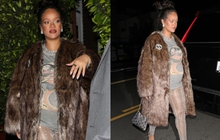 Ca sĩ tỷ phú Rihanna mặc đồ xuề xòa "giấu" bụng bầu đi ăn tối cùng bạn bè