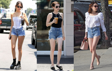 Chiêu ăn gian chiều cao hiệu quả với quần short denim của sao Hollywood